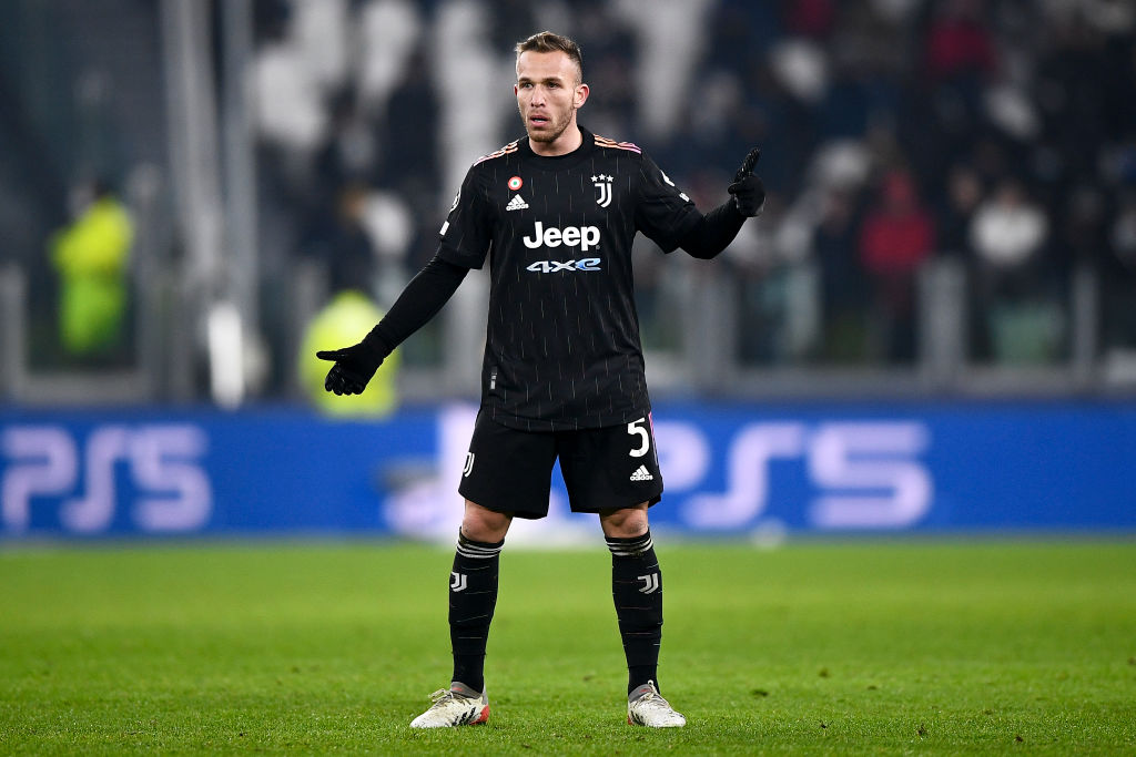 Arthur Melo of Juventus FC gestures during the UEFA