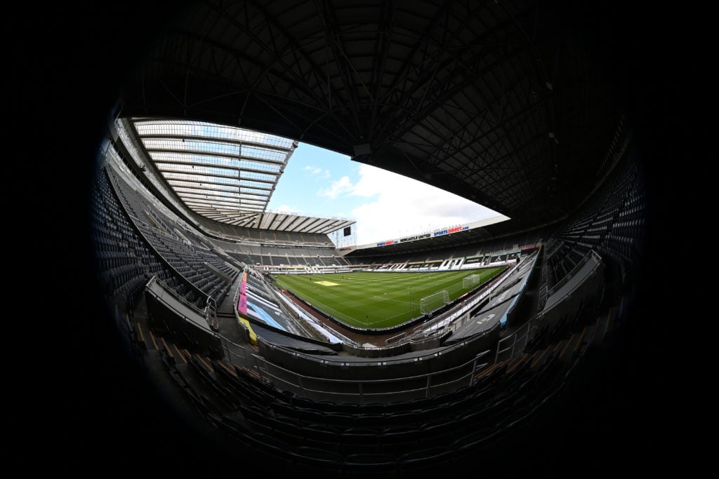 General view inside the stadium prior to the Premier League match between Newcastle United and Liverpool FC at St. James Park on July 26, 2020 in N...