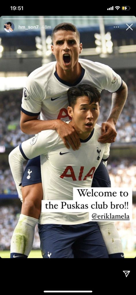 Tottenham Hotspur ace Son Heung-min congratulates Spurs cult hero Erik Lamela