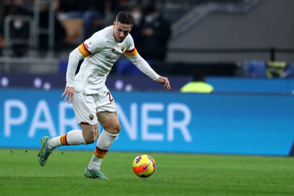 Nicolo Zaniolo of As Roma  in action during the Coppa Italia