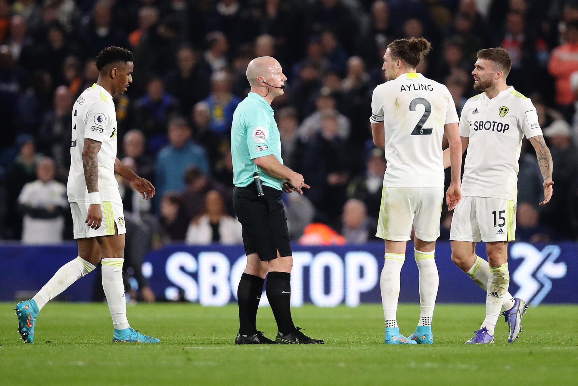 Luke Ayling spotted geeing up Leeds fans at Elland Road against Villa