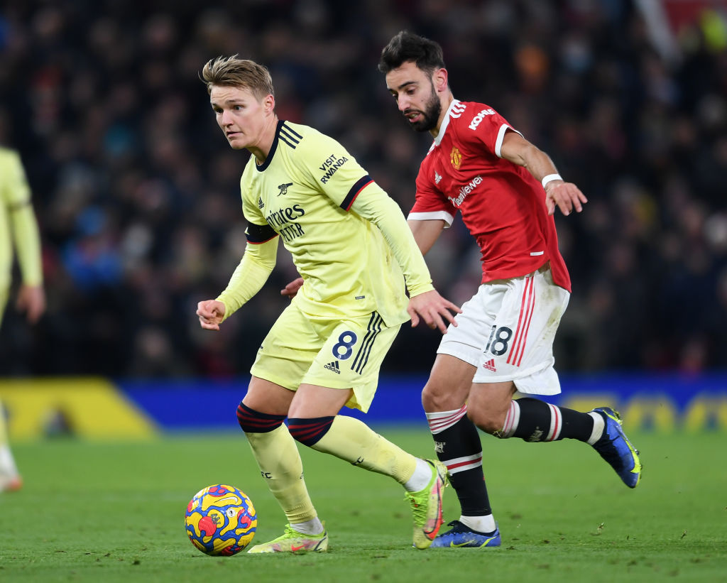 Martin Odegaard Bruno Fernandes Arsenal Manchester United