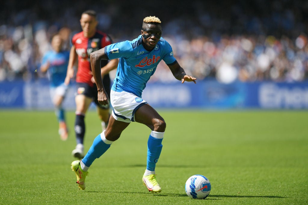Victor Osimhen of SSC Napoli  during the Serie A match between SSC Napoli and Genoa CFC at Stadio Diego Armando Maradona on May 15, 2022 in Naples,...