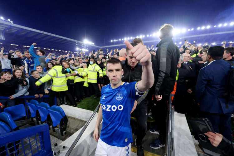 Video: How Leighton Baines and Seamus Coleman celebrated Everton's survival at Goodison Park last night