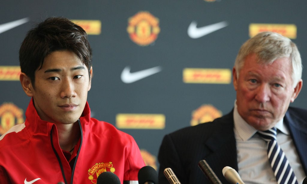 Shinji Kagawa And Nick Powell Of Manchester United Press Conference