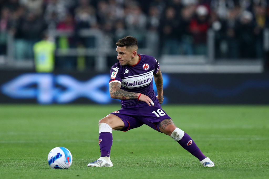 Lucas Torreira of Afc Fiorentina  in action during the Coppa