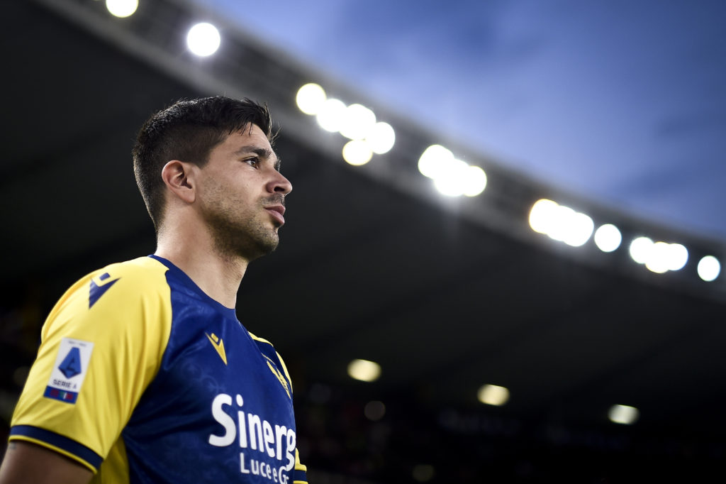 Giovanni Simeone of Hellas Verona FC looks on prior to the