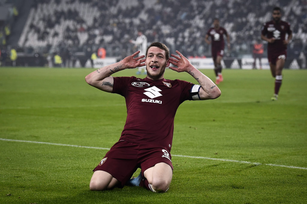 Andrea Belotti of Torino FC celebrates after scoring a goal