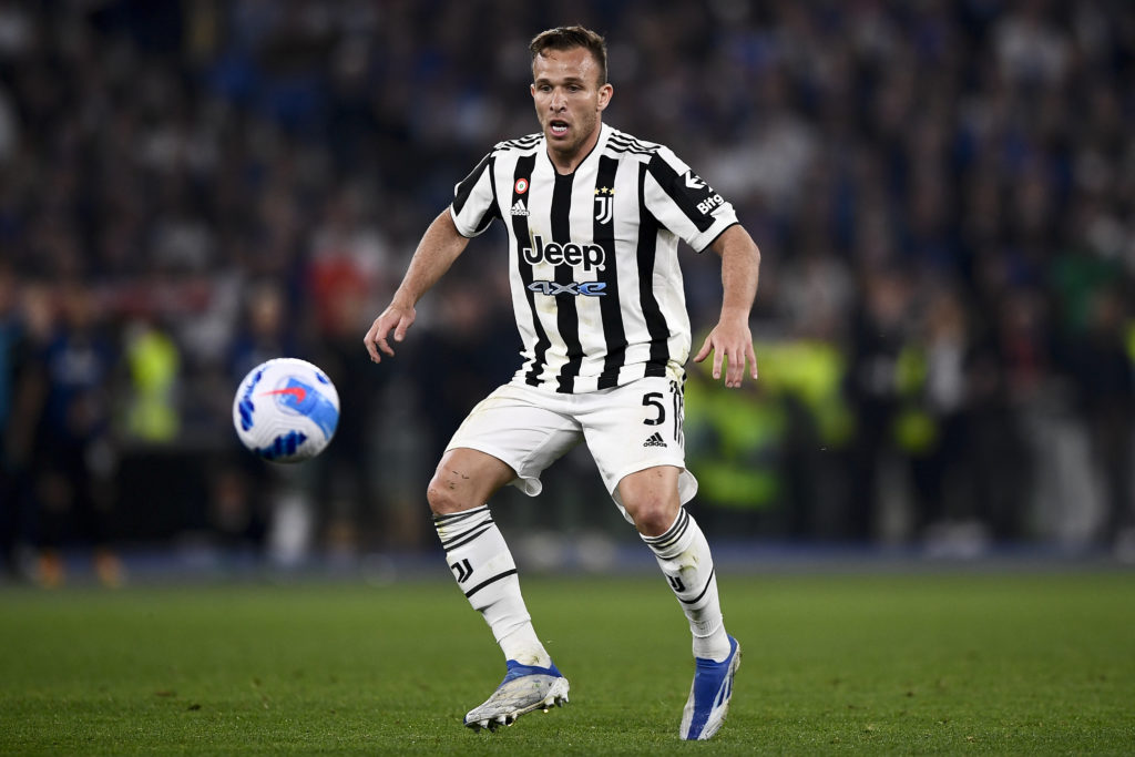 Arthur Melo of Juventus FC in action during the Coppa Italia