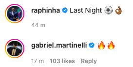 Martinelli reply to Raphinha