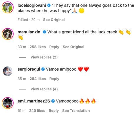Martinez reaction to Lo Celso move