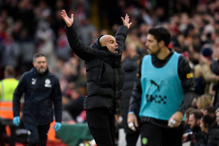 What Pep Guardiola was spotted doing as Mohamed Salah was bursting through on goal for Liverpool yesterday
