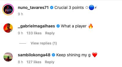 Gabriel and Lokonga laud Tavares on Instagram after Marseille beat Sporting