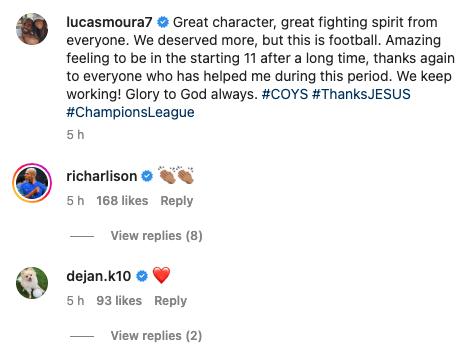 Kulusevski and Richarlison impressed with Lucas Moura yesterday
