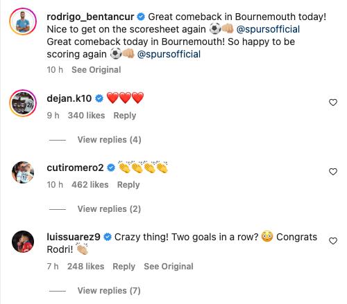 Kulusevski and Romero were impressed with Bentancur