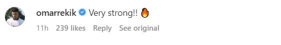 Screengrab of Omar Rekik's comment under Granit Xhaka's Instagram post