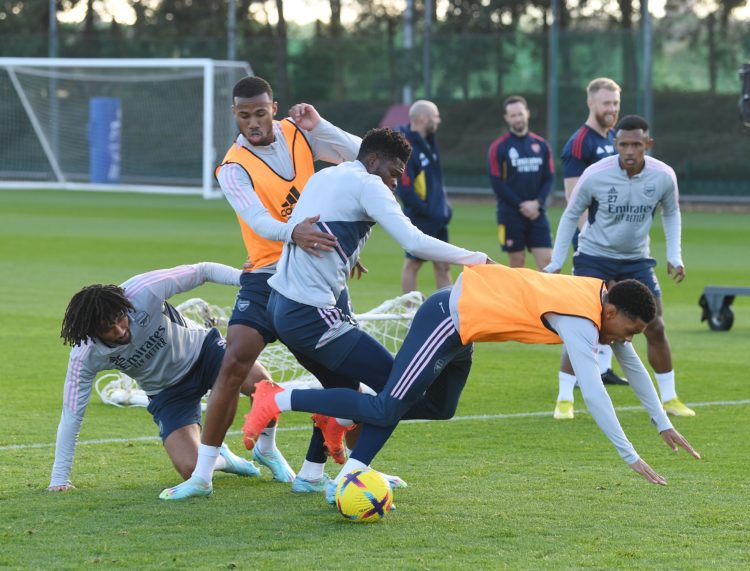 Photo: Arsenal wonderkid 'among the best in the country' in training pre-Wolves, Partey throws him to ground