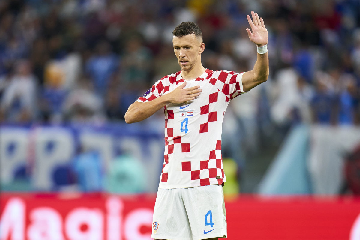 Dejan Lovren sends one word to Tottenham's Ivan Perisic after scoring brilliant goal at the World Cup yesterday