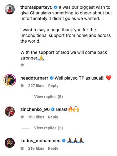 Thomas Partey posts on Instagram after being eliminated from the World Cup