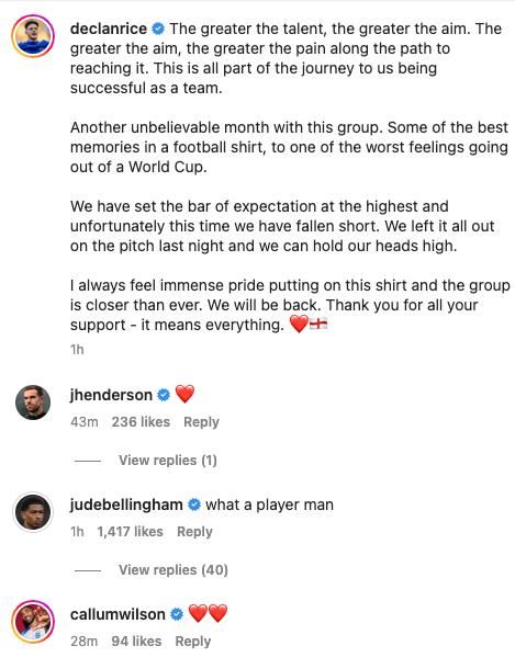 Jude Bellingham sends Declan Rice message after World Cup exit