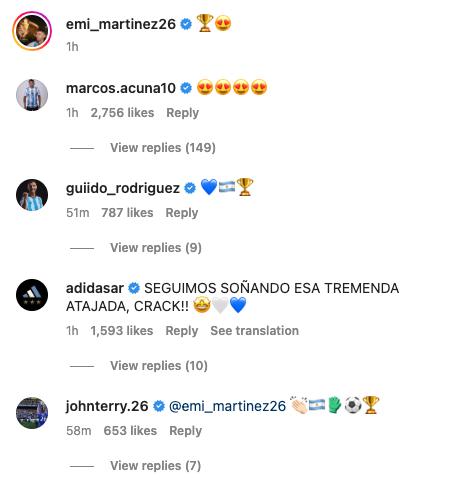 John Terry congratulates Emi Martinez after his World Cup victory
