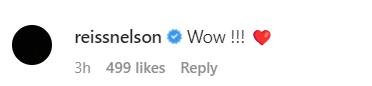 Screengrab of Reiss Nelson's reply to Granit Xhaka's Instagram post