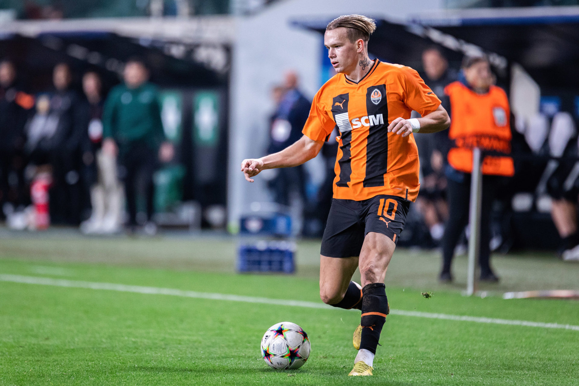 Mykhailo Mudryk of Shakhtar seen in action during the UEFA