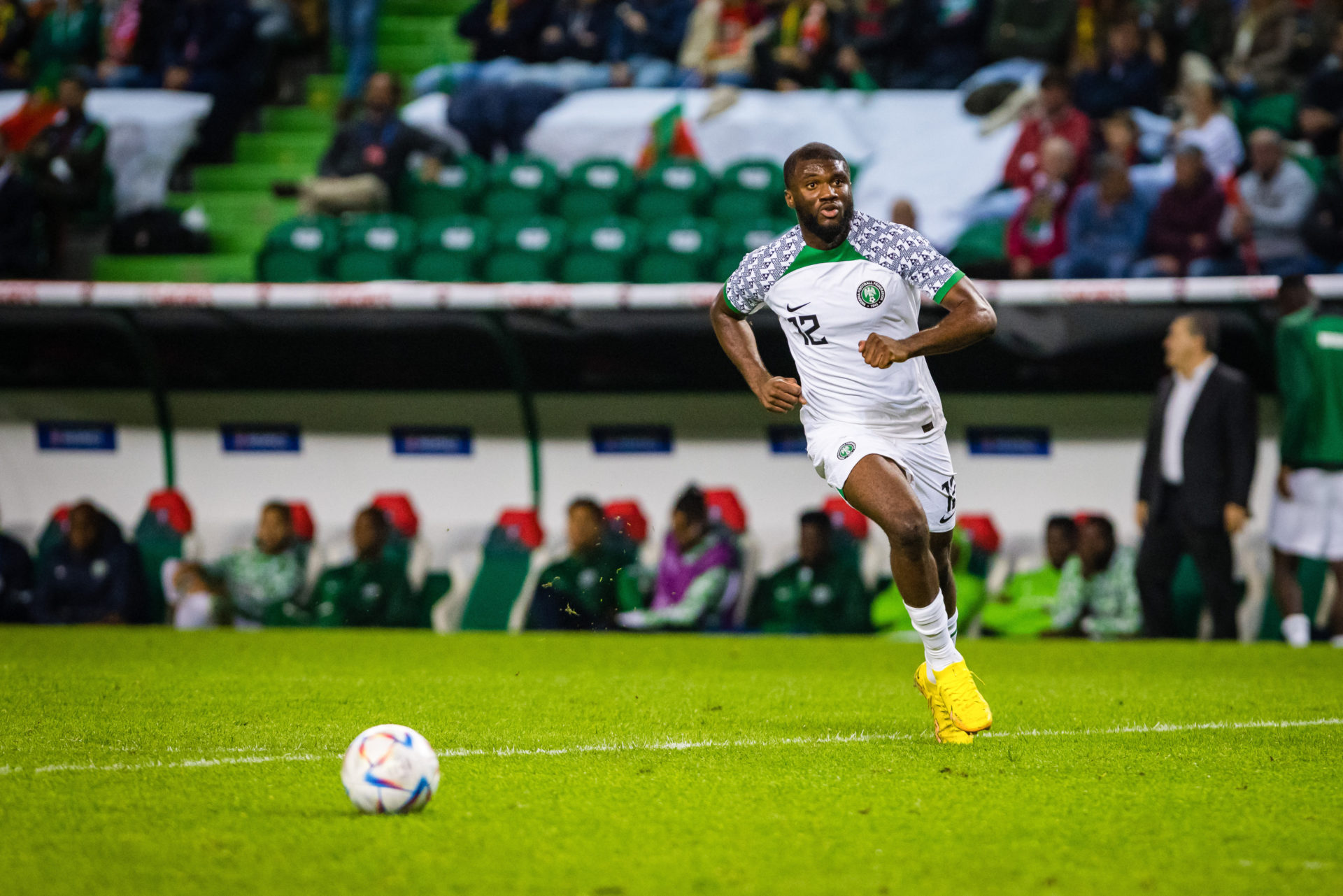 Terem Moffi of Nigeria seen in action during the friendly...