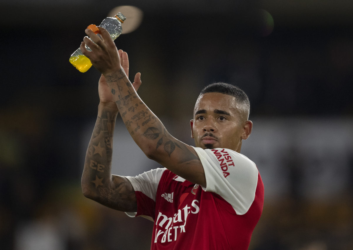 Gabriel Jesus reacts to Arsenal's North London derby win against Tottenham Hotspur