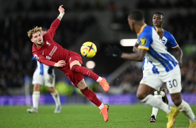 Harvey Elliott led Liverpool teammates over to thank the fans after Brighton defeat