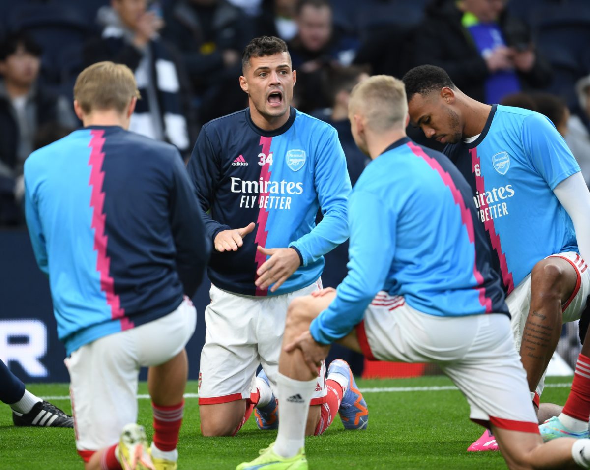 What Granit Xhaka was spotted doing during the warm-up before Arsenal beat Tottenham