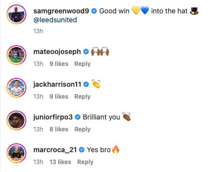 Junior Firpo impressed with Sam Greenwood in Leeds win