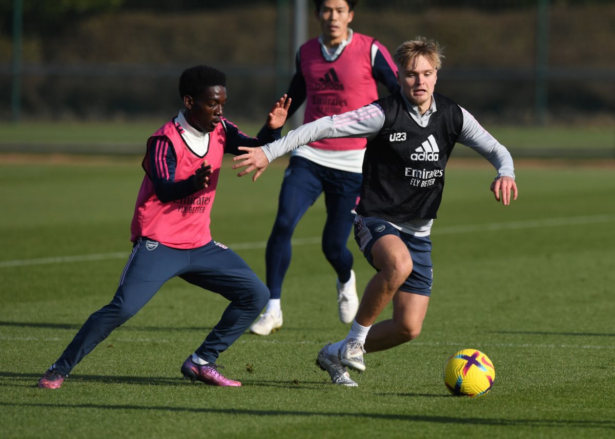 Amario Cozier-Duberry spotted in Arsenal first-team training before Leicester this weekend