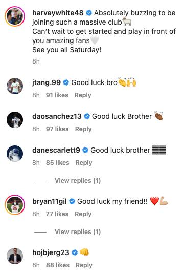 Bryan Gil reacts to Harvey White's loan move from Tottenham