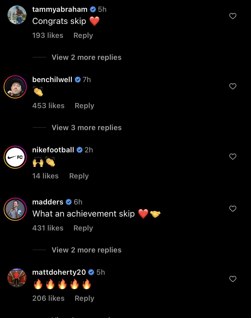 Screengrab of James Maddison's response to Harry Kane