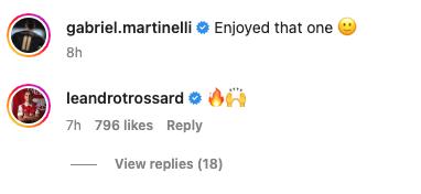Leandro Trossard thought Gabriel Martinelli was one fire for Arsenal