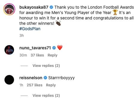 James Maddison congratulates Arsenal star Bukayo Saka
