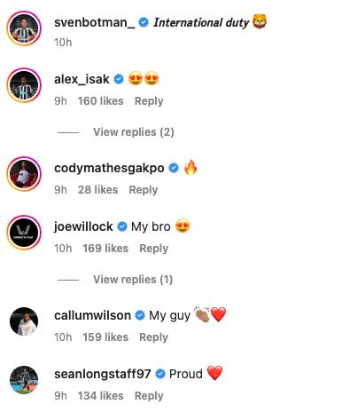 Cody Gakpo congratulates Sven Botman on Netherlands call-up