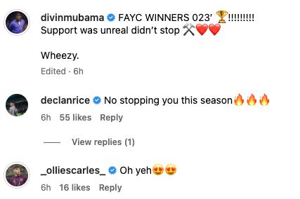 Declan Rice sends messagae to West Ham youngster Divin Mubama
