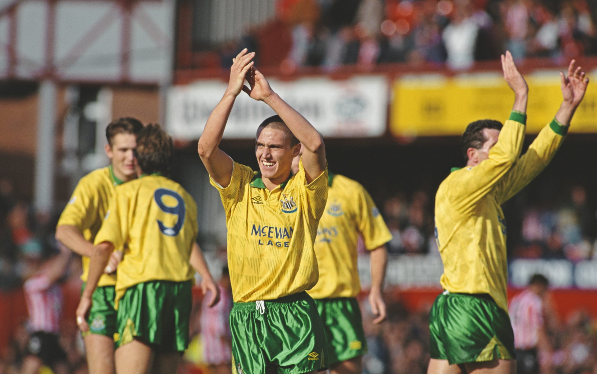 Newcastle celebrate beating Sunderland Division One 1992