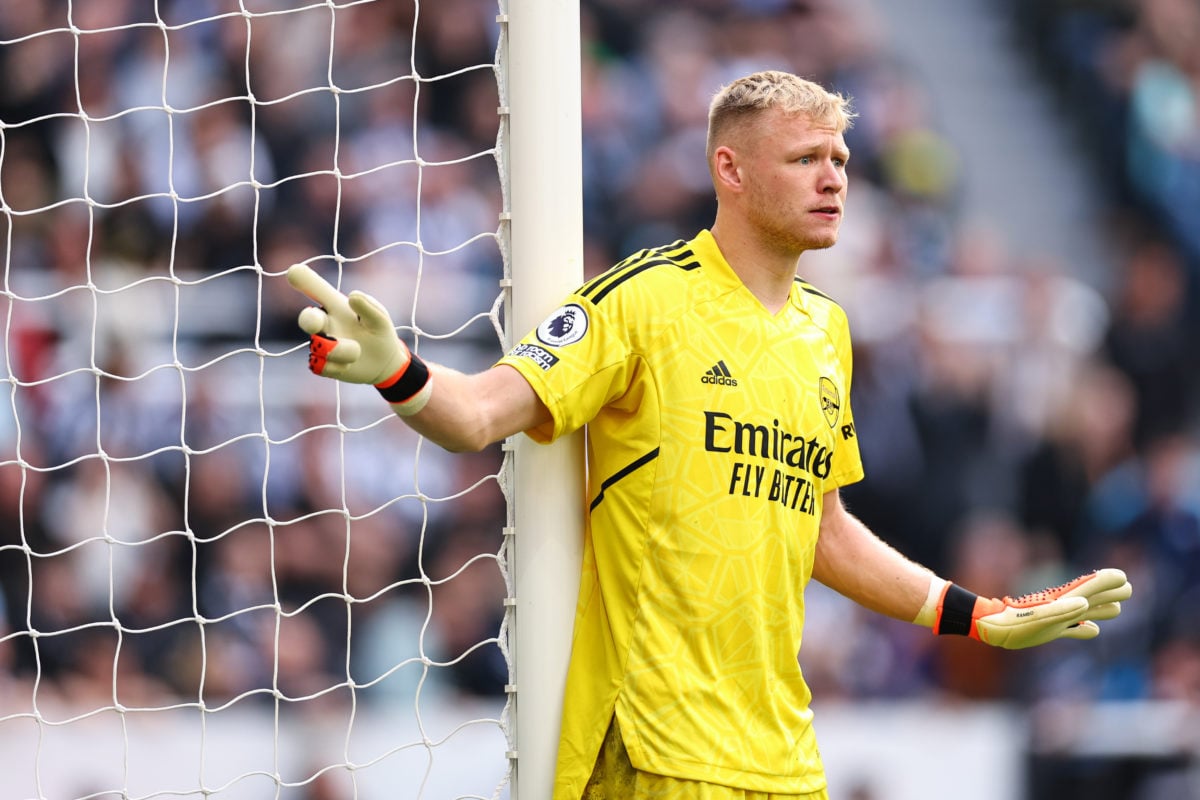 NEWCASTLE, ENGLAND - MAY 7: Aaron Ramsdale of Arsenal during the Premier League match between Newcastle United and Arsenal FC at St. James Park on ...