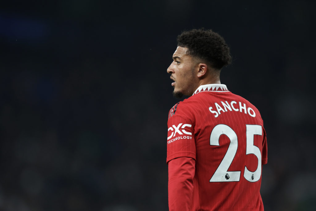 Manchester United winger Jadon Sancho in action during a game