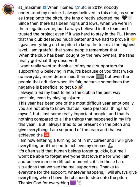 Newcastle star Bruno Guimaraes reacts to Allan Saint-Maximin’s post