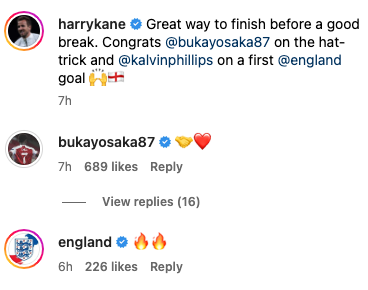 Harry Kane sends message to Bukayo Saka after England hat-trick