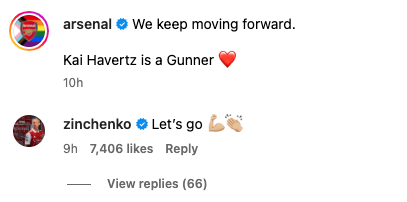 Oleksandr Zinchenko sends message after Arsenal confirm Kai Havertz signing