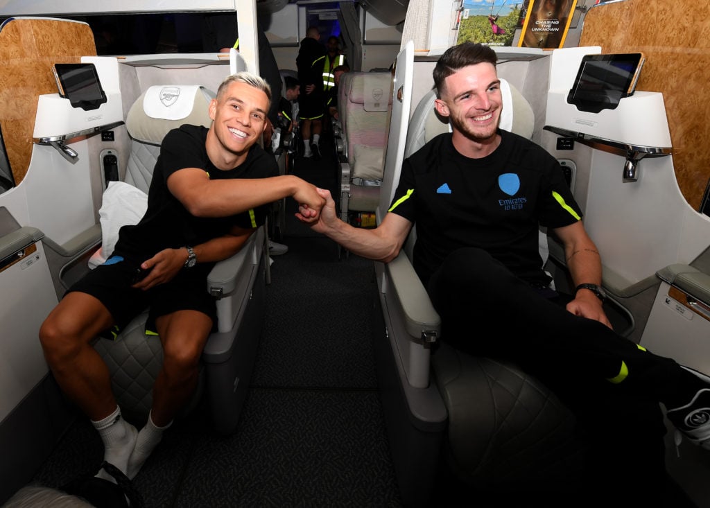 The Arsenal Squad Board the Team Flight to Washington for their Pre-season Tour of the USA