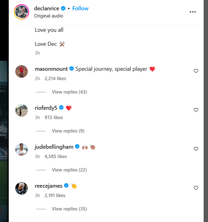 CR.@DeclanRice META (Instagram) 2023