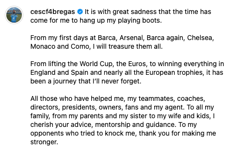 Jack Wilshere sends message to Arsenal legend Cesc Fabregas