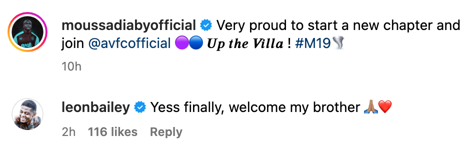 Leon Bailey sends message on Instagram to Aston Villa’s newest signing ...