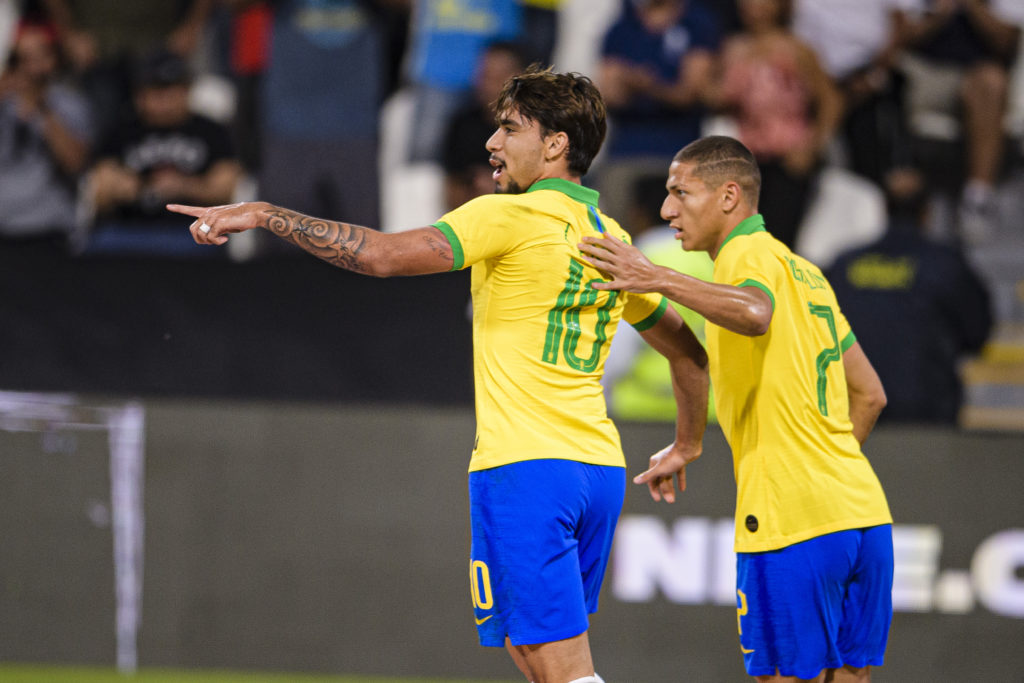 Lucas Paqueta and Richarlison during Brazil v Korea Republic during International Friendly